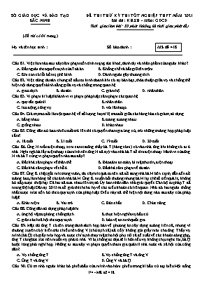 Đề thi thử Tốt nghiệp THPT môn Giáo dục công dân - Mã đề 418 - Năm học 2020-2021 - Sở giáo dục và đào tạo Bắc Ninh (Có đáp án)